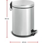 Gör Seç 12 Litre Paslanmaz Çöp Kovası Pedallı Çöp Kutusu Ayaklı 12 Lt Ofis Lüx Lüks Mutfak Bahçe Kovası - Tek Ebat - Açık Gri