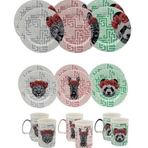 Gordion M06117 Kaplan - Panda - Zebra 18 Parça Yemek Takımı