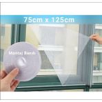 Gördur Pencere Sinekliği Tül Perde Cırt Bantlı Kolay Kurulum Sineklik 75X125 cm Tek Kanat (1 Adet)