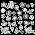 GORGECRAFT 1 kutu 30 adet 10 stil çiçek dantel aplike nakış çiçek yaprak yamalar üzerinde dikmek bezemeler kumaş onarım yaması düğün gelin elbise elbise şapka saç süsleri dikiş el sanatları beyaz