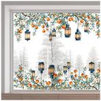 GORGECRAFT 116 x 38 cm Trabzon Hurması Dalları Pencere Çıkartmaları Fener Dal Pencere Tutturmaları Çift Taraflı Desenli Statik Çıkartmalar Yatak Odası Oturma Odası Cam Sürgülü Kapı Çarpışma Önleyici