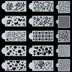 GORGECRAFT 15 tarz kek şablonları dekorasyon desenleri tereyağlı kremalı kurabiyeler, kalp, yaprak çiçek, lotus gözyaşı şablonları, kabartma deseni, kek kalıpları, kek kalıpları, içi boş pişirme