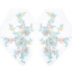 GORGECRAFT 2 adet 3D işlemeli çiçek kumaş yamalar inci boncuklu dantel aplike dikiş yama Motif nakış çiçek gelinlik dikiş aksesuarları giysi şapka kot giysi dekor açık gök mavisi