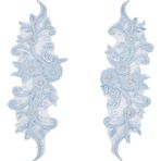 Gorgecraft 2 adet boncuklu dantel, 3D işlemeli çiçek ve boncuklar, dikiş yamalarında tül çiçekli gazlı bez, örgü süsleme, dikiş kumaşı, gelinlik için, açık gökyüzü mavisi
