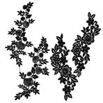 GORGECRAFT 2 Çift Dantel Aplike Çiçek Nakış Yaması Siyah Dantel Süslemeli Yaka Kendin Yap Süslemeli El İşi Dikiş Kostümü (9,7 x 2,7 inç, 13 x 4,6 inç)