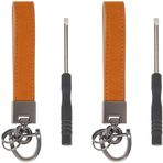 GORGECRAFT 2 set anahtarlık, sığır derisi, bileklik ve tornavida, metal D halka, gerçek deri, uzun Sienna, araba alaşımı, anahtarlık, araba anahtarı aksesuarı, el yapımı,