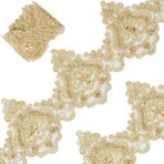 GORGECRAFT 3 Metre x 12,8 cm Altın Venedik Dantel Trim Nakış Taraklı Dikiş Trimler Dalga Desen Çiçek Boncuklu Kenar Şerit Düğün Aplike Perde Masa Örtüsü Slipcover Gelin Dekoru Kendin Yap El Sanatları