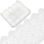 GORGECRAFT 4,6 m beyaz dantel bant, tığ kenarları, 15 cm genişliğinde, çiçek desenli, vintage dantel süsleme, esnemez, dikiş için, el işi, kıyafet, düğün, ev dekorasyonu, hediye paketi