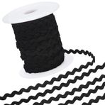 GORGECRAFT 50 Yard Rick Rack Trim Kurdele Dalga Dikiş Bükme Püskül Süs 5,5 mm Dikiş Çiçek Yapımı Düğün Parti Dantel Kurdele El İşi (Siyah)