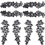 GORGECRAFT 8 adet 2 stil siyah çiçekler nakış aplikler dantel kumaş çiçek dikiş yamalar Polyester yaka yaka Trim aplike dikiş düğün elbisesi giyim şapka çanta kot yastık DIY dekor