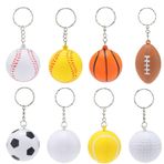 GORGECRAFT 8 köpük anahtarlık, spor topu için, 8 stil, futbol, basketbol, beyzbol, dekoratif kolye ucu, asmak için süsler, el çantası, sırt çantası için