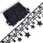 GORGECRAFT Venedik dantel süsleme, 4,57 m x 10 cm, siyah, polyester, ay ve yıldız nakışı, dantel bant, kenar süslemesi, kostüm, elbise, düğün, ev dekorasyonu, hediye paketi
