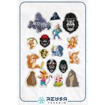 Goril Sticker Set-1 17 Parça Telefon, Tablet, Defter, Laptop Sticker