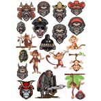 Goril Sticker Set-3 19 Parça Telefon, Tablet, Defter, Laptop Sticker