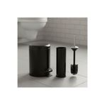 GörSeç 3 Litre SİYAH Banyo Seti Elit Pedallı Çöp Kovası Tuvalet Fırçası LÜKS Banyo Seti Çöp Kovası