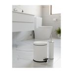 GörSeç 3 Litre Temizlik kovası Beyaz 2'li Banyo Seti Temizlik Çöp Kovası Fırça Seti Banyo Çöp Kovası