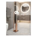 GörSeç Rose Gold Renk Ayaklı Banyo Seti tuvalet Kağıtlığı Klozet Fırçası Devrilmez Paslanmaz Çelik Set