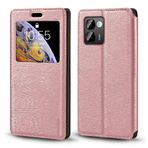 Görünmez Mıknatıslı Görüntü Pencereli PU Deri Kapak Kılıf Doogee N50 Pro ile Uyumlu, Akıllı Ekranlı Koruyucu Telefon Kılıfı (Rose Altın)