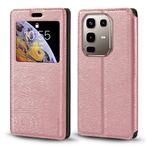 Görünmez Mıknatıslı Görüntü Pencereli PU Deri Kapak Kılıf Infinix Note 50 Pro 4G X6855 ile Uyumlu, Akıllı Ekranlı Koruyucu Telefon Kılıfı (Rose Altın)