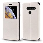 Görünmez Mıknatıslı Görüntü Pencereli PU Deri Kapak Kılıf LG V50 ThinQ 5G ile Uyumlu, Akıllı Ekranlı Koruyucu Telefon Kılıfı