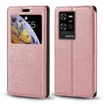 Görünmez Mıknatıslı Görüntü Pencereli PU Deri Kapak Kılıf Oukitel WP50 5G ile Uyumlu, Akıllı Ekranlı Koruyucu Telefon Kılıfı (Rose Altın)