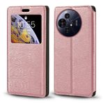 Görünmez Mıknatıslı Görüntü Pencereli PU Deri Kapak Kılıf TCL 50 Pro Nxtpaper 5G ile Uyumlu, Akıllı Ekranlı Koruyucu Telefon Kılıfı (Rose Altın)