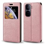 Görünmez Mıknatıslı Görüntü Pencereli PU Deri Kapak Kılıf Vivo iQOO Neo 10 5G V2217A ile Uyumlu, Akıllı Ekranlı Koruyucu Telefon Kılıfı (Rose Altın)