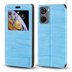 Görünmez Mıknatıslı Görüntü Pencereli PU Deri Kapak Kılıf ZTE Blade V50 Design 5G ile Uyumlu, Akıllı Ekranlı Koruyucu Telefon Kılıfı (Açık Mavi)