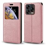 Görünmez Mıknatıslı Görüntü Pencereli PU Deri Kapak Kılıf ZTE Blade V70 Vita ile Uyumlu, Akıllı Ekranlı Koruyucu Telefon Kılıfı (Rose Altın)