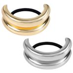 Gosknor At Kuyruğu için 2 adet Saç Kelepçesi, Metal Saç Bağları U Şekilli At Kuyruğu Saç Bantları Moda Elips Elastik Saç Bandı Retro Mizaç Saç Bandı Kadınlar için At Kuyruğu Manşeti (Altın+Gümüş)