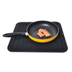 Gosmol Ekstra Büyük Silikon Trivet Isıya Dayanıklı Mat 45 cm x 40 cm Bulaşık Kurutma Paspasları Mutfak Tezgah Rafı Lavabo Süzgeç Pedi Güveç Trivet Bulaşık Makinesinde Yıkanabilir (Siyah)