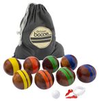 GoSports 100 mm Ahşap Bocce Seti, 8 Premium 12 oz Ahşap Toplar, Pallino, Kasa ve Ölçüm Halatı