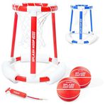 GoSports Üniseks, Teenager BB-SPLASHHOOP-01 Splash Hoop 360 yüzen basketbol potası dahil, havuz ve pompa için 2 su basketbol topu, kırmızı