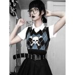 Gossip Team Mavi Skeleton Kısa Süveter - Siyah - Beyaz - Standart