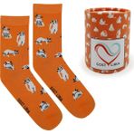GOST LİRİA Silver Cat Socks – Desenli Unisex Soket Çorap - 41 - 44 - Turuncu