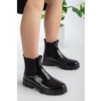 Goteen Unisex Çizme Siyah Rugan Chealse Kısa Bot