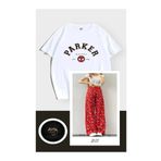 goth butik Unisex Beyaz Peter Parker T-shirt Unisex Kırmızı Spiderman Bol Paça Eşofman Altı Takım