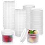 GothaBach 24'lü Paket 5 oz (160 ml) Vidalı Kapaklı Gıda Saklama Kavanozları, Yeniden Kullanılabilir Küçük Soğutmalı Kavanozlar, Kek Reçeli Dondurma için Küçük Plastik Dondurucu Saklama Gıda Kapları