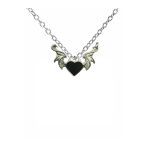 Gothic Siyah Kalp Heart Decor Çift Kanat Figürlü Unisex Kolye – 60 Cm Zincirli, Gotik Ve Asi Stil
