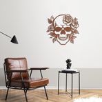 Gotik Kafatası ve Güller Metal Duvar Sanatı, Modern Koyu Estetik Dekor, Alternatif Ev Duvar Heykeli (metal dekor, Bronz, (28"X25"/70X65CM)