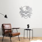 Gotik Kafatası ve Güller Metal Duvar Sanatı, Modern Koyu Estetik Dekor, Alternatif Ev Duvar Heykeli (metal dekor, Gümüş, (20"X18"/50X47CM))