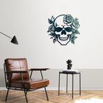 Gotik Kafatası ve Güller Metal Duvar Sanatı, Modern Koyu Estetik Dekor, Alternatif Ev Duvar Heykeli (metal dekor, Yeşil, (20"X18"/50X47CM))