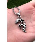 Gotik Viking Kurukafa & Ejderha Pentagram Kararmaz Paslanmaz Vintage 316L Çelik Kolye
