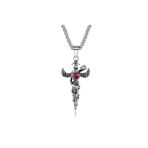 Gotik Witchcraft Haç Vintage Ejder Kanatlı Zirkon Taş 316L Çelik Unisex Paslanmaz Kolye