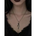 Gotik Yılan Figürlü Gümüş Renk Zincir Kolye Unisex Aksesuar