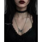 Gotik Yılan Kanat Figürlü Gümüş Renk Unisex Kolye