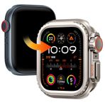Goton Apple Watch Serisi 9 8 7 için Metal Tampon Kılıf, [45 mm'yi Ultra Sorunsuz Dönüştürün] iWatch Sağlam Tampon Arka Kapak, Yükseltilmiş Kenar Ekran Koruması, Titanyum