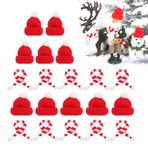 gotyou 10 adet mini Noel şapkası, mini Noel şapkası ve şal seti, mini örgü şapka, Noel el işi, kendin yap şarap şişesi kapağı, kostüm Noel ağacı süsü olarak kullanılabilir