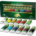 Gouache Boya Seti – 12 x 12 ml Tüp – Sanatçı Kalitesi Renkler – Sulu boya Kağıt, Çizim Tahtası, Artboard ve Masonit üzerine sanat baskısı için – Siyah ve Beyaz içerir – myartscape profesyonel gereçler 12 x 12 ml çok renkli