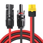 Goupchn Güneş Enerjili Şarj Kablosu XT60 Adaptör Güneş Erkek Dişi Konnektör Uzatma Kablosu Pil Paketi için 12AWG 3 m, Taşınabilir Güç İstasyonu, Güneş Jeneratörü